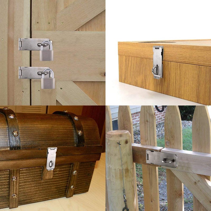 JQK Door Hasp Latch Lock, 5 Inch Stainless Steel Safety Packlock Clasp, Brushed Finish 2 Pack, DL130-BN-P2 - Image 3